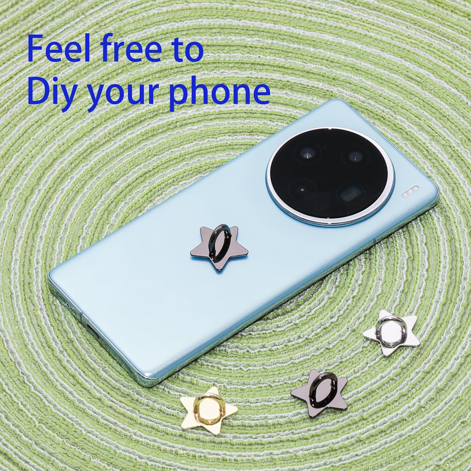 12 Pcs Phone Charm Hook, Cell Phone Finger Ring, Star Phone Holder, Adhesive Metal Phone Finger Grip Loop Stand
