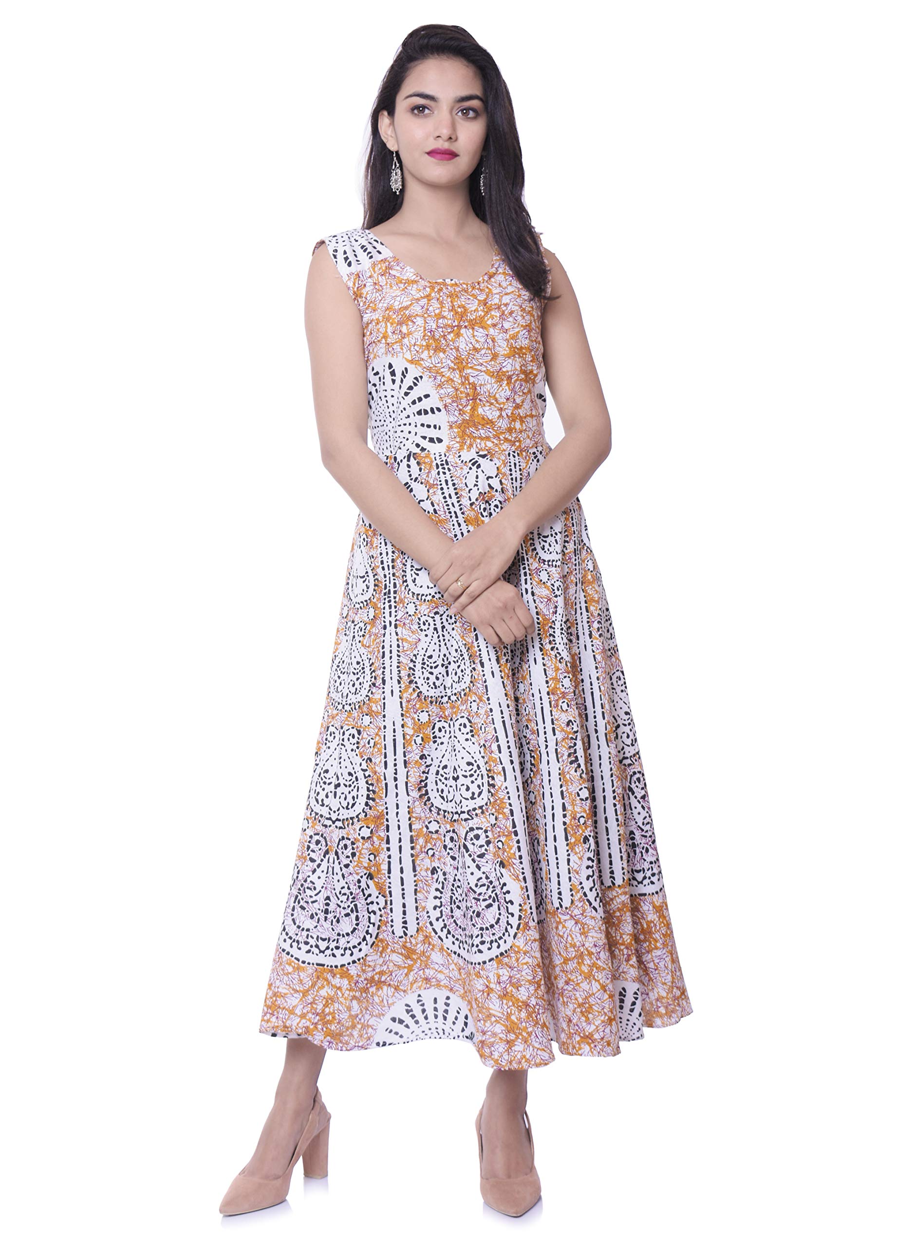 monique Brand Present Latest Trendy Traditional Long Cotton Designer Middi/Frock Dress for Women (MQ-MD||BATIKBUTA-||BRN16__Free Size__) Brown-picture-21