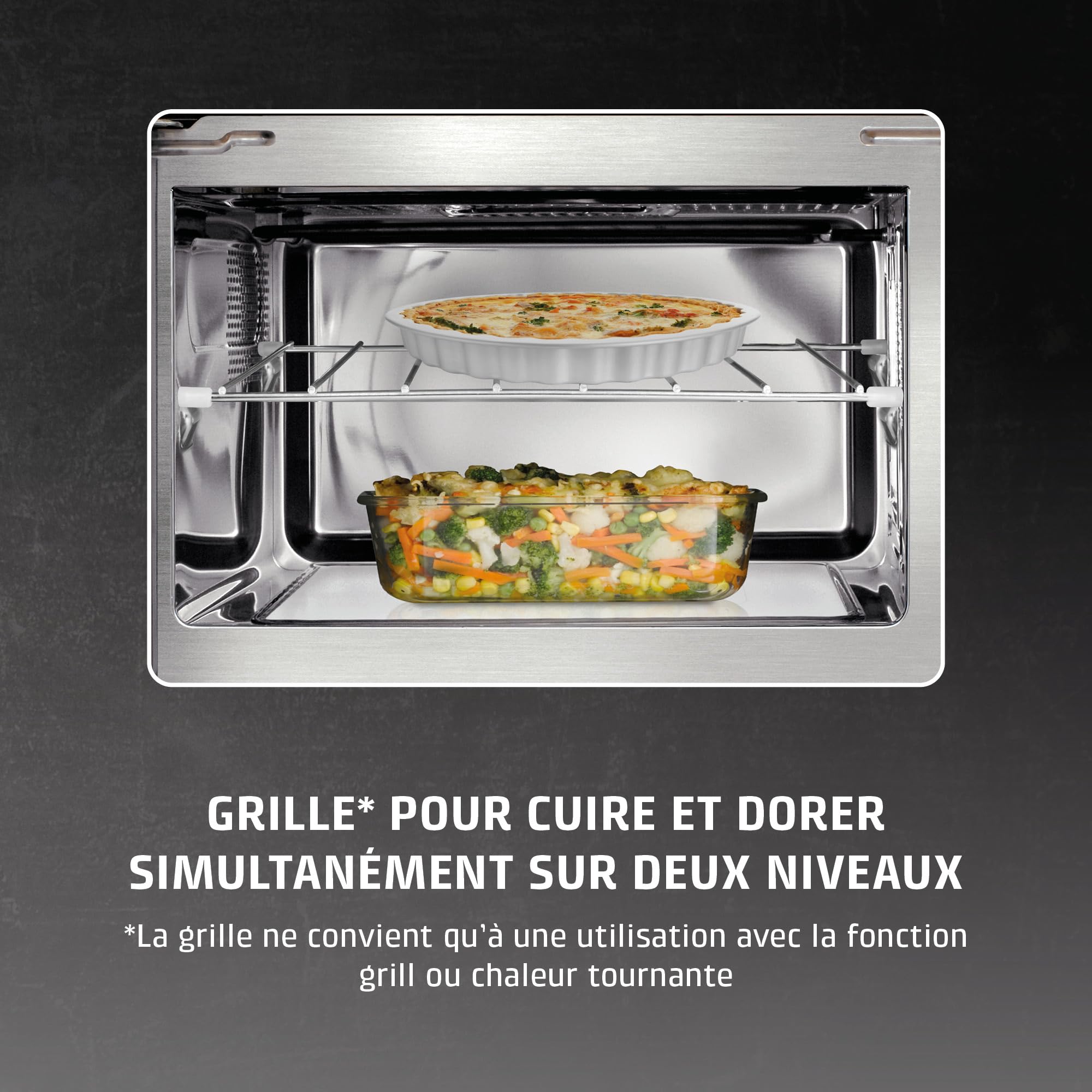 CASO MG 25 Ecostyle Ceramic - Micro-ondes 2-en-1 sans plateau tournant avec gril 1000 W, capacité 25 L, minuterie jusqu’à 30 min, grand format, coloris argent