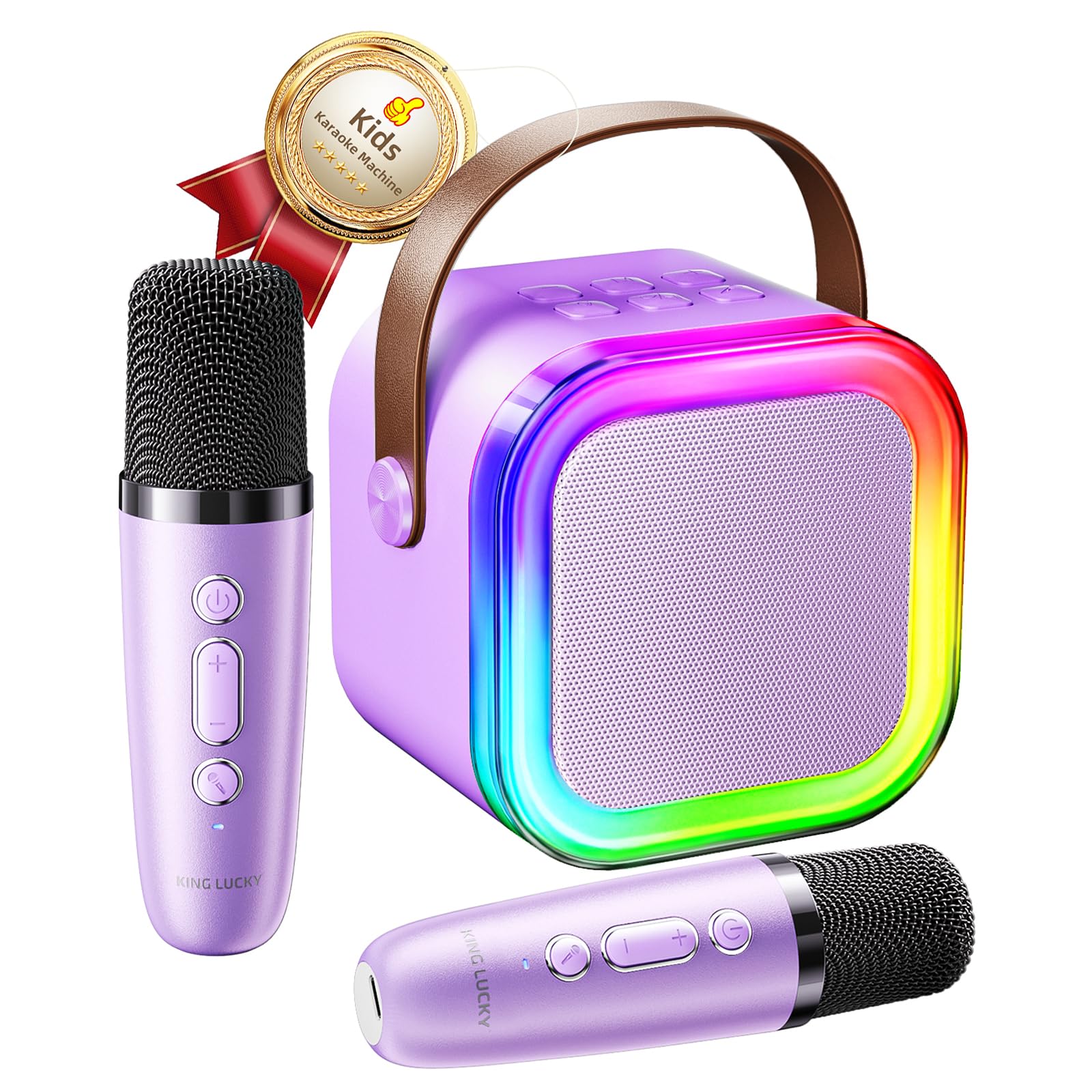 Kinglucky Mini Karaoke Machine for Kids, Top Birthday Gift Pick for Girls Ages 3, 4, 5, 6, 7, 8, 9, 10, 11, 12 Years Old, Kids' Personal Video Players Accessories with 2 Mics Valentine Kid Gift Purple