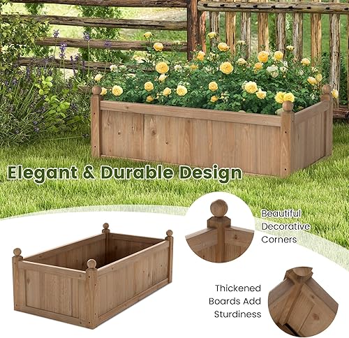 Miniatura 8 de Giantex Cama de jardín elevada de madera, 46 x 24 x 16 pulgadas, maceta rectangular con agujeros de drenaje para cultivar verduras, flores, hierbas,