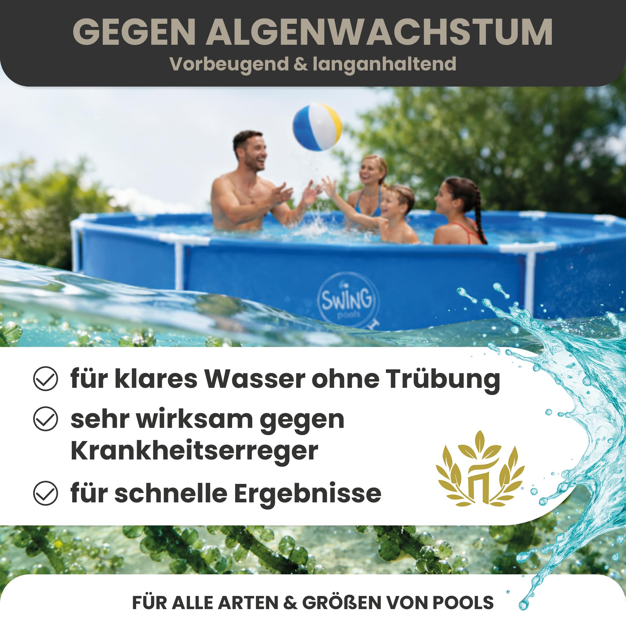 HAF Pool Chlor-Tabletten (1 x 5 kg Eimer) – langsam lösliche Chlortabletten (20g pro Stück) | Chlor Multitabs 5 in 1 für Poolpflege, Desinfektion, Algenvorbeugung & hygienisch klares Poolwasser