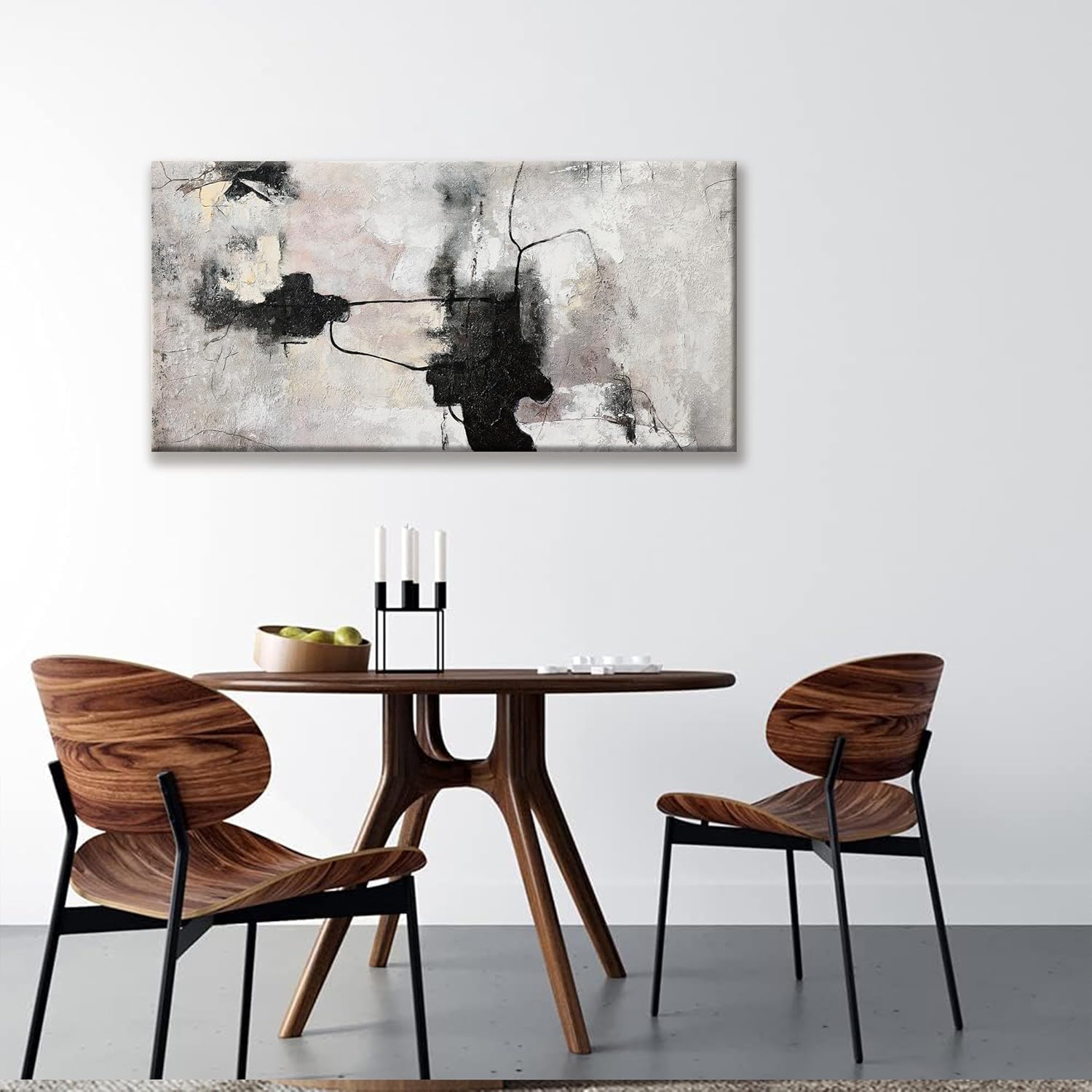 QSQ Black And Off-White Abstract Wall Art Minimalist Canvas Art Wall Decor Paintings Artwork For Walls Modern Abstract Art Prints Picture For Bedroom Hallway Office Home Wall Decor 20" W x 40" L - Image 5