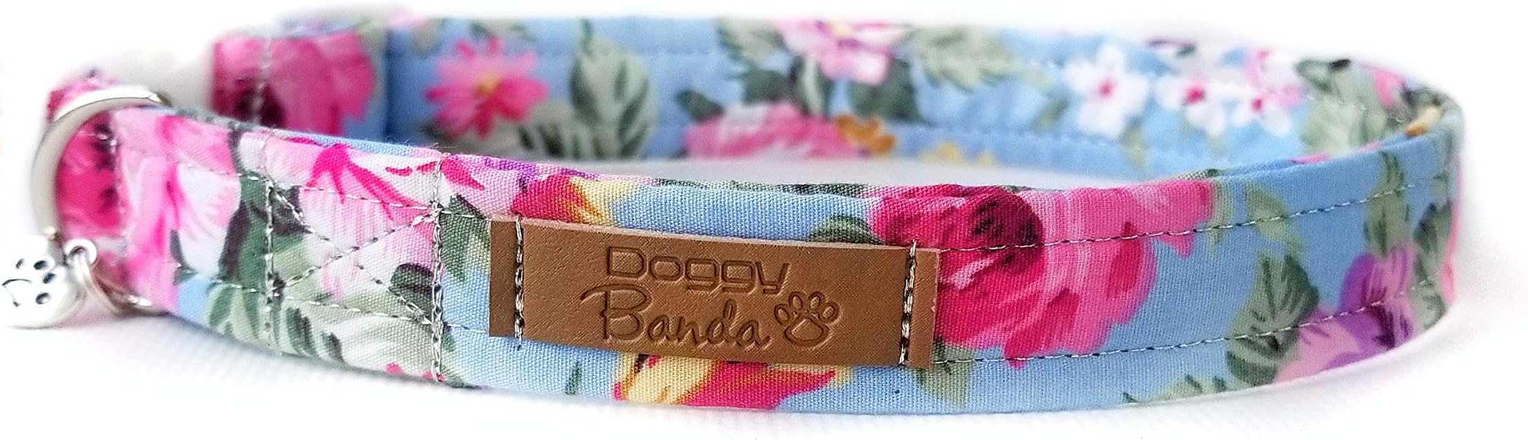 Girl Dog Collar Romantic Female Dog Collar Adjustable Vintage Collar Pink and Blue Cute Dog Collar Floral Wedding Dog Collar Flower Roses Puppy Dog Collar Small, Medium, Large & X-Large Sizes