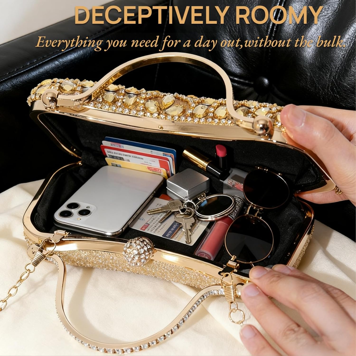 2026 Fringe Rhinestones Clutch Purse for Women Elegant Mesh Crystal Evening Bag - Image 6