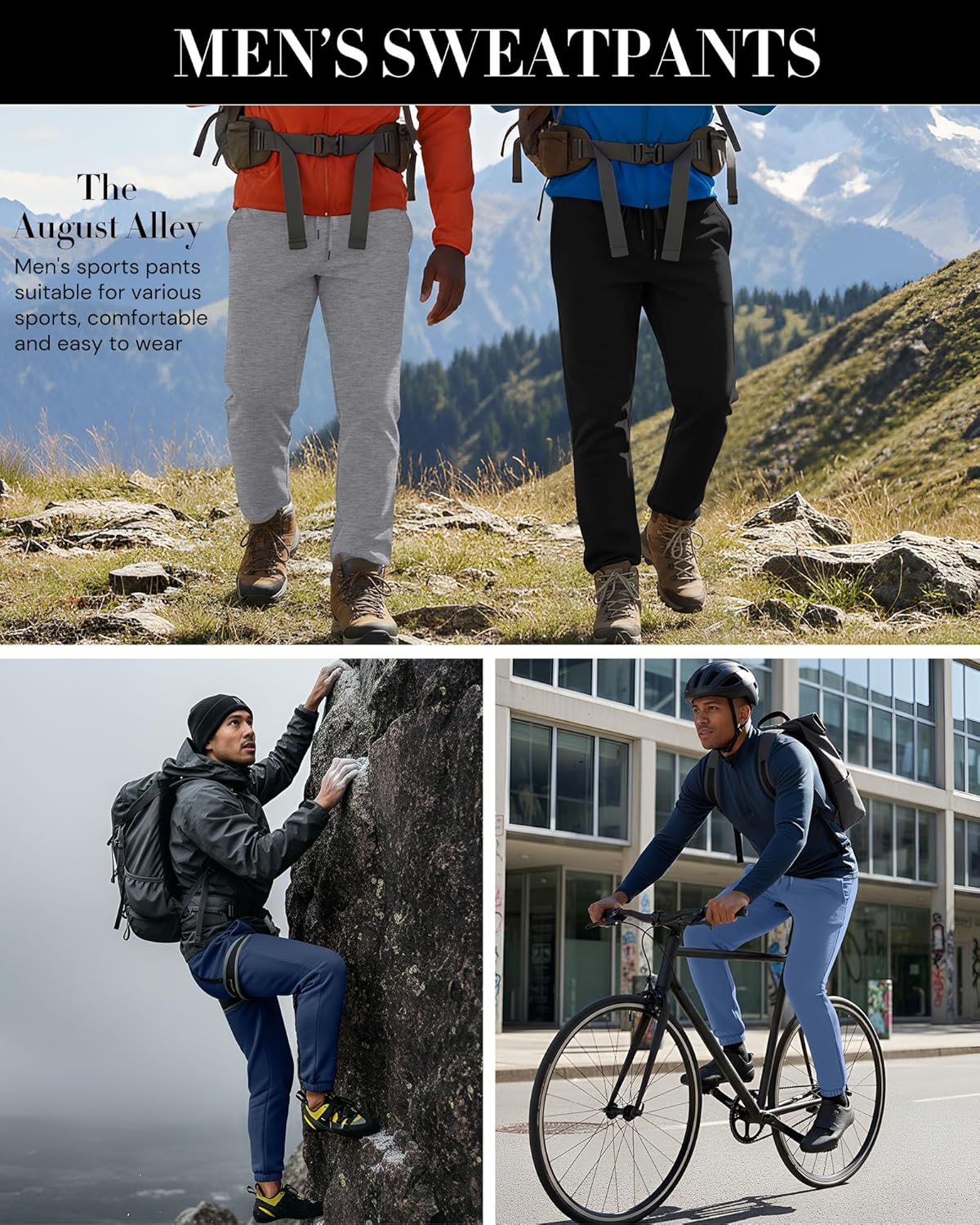 4 Pack Men's Sweatpants Drawstring Workout Athletic Joggers Lounge Running Gym Track Sweat Pants with Pockets - Image 3