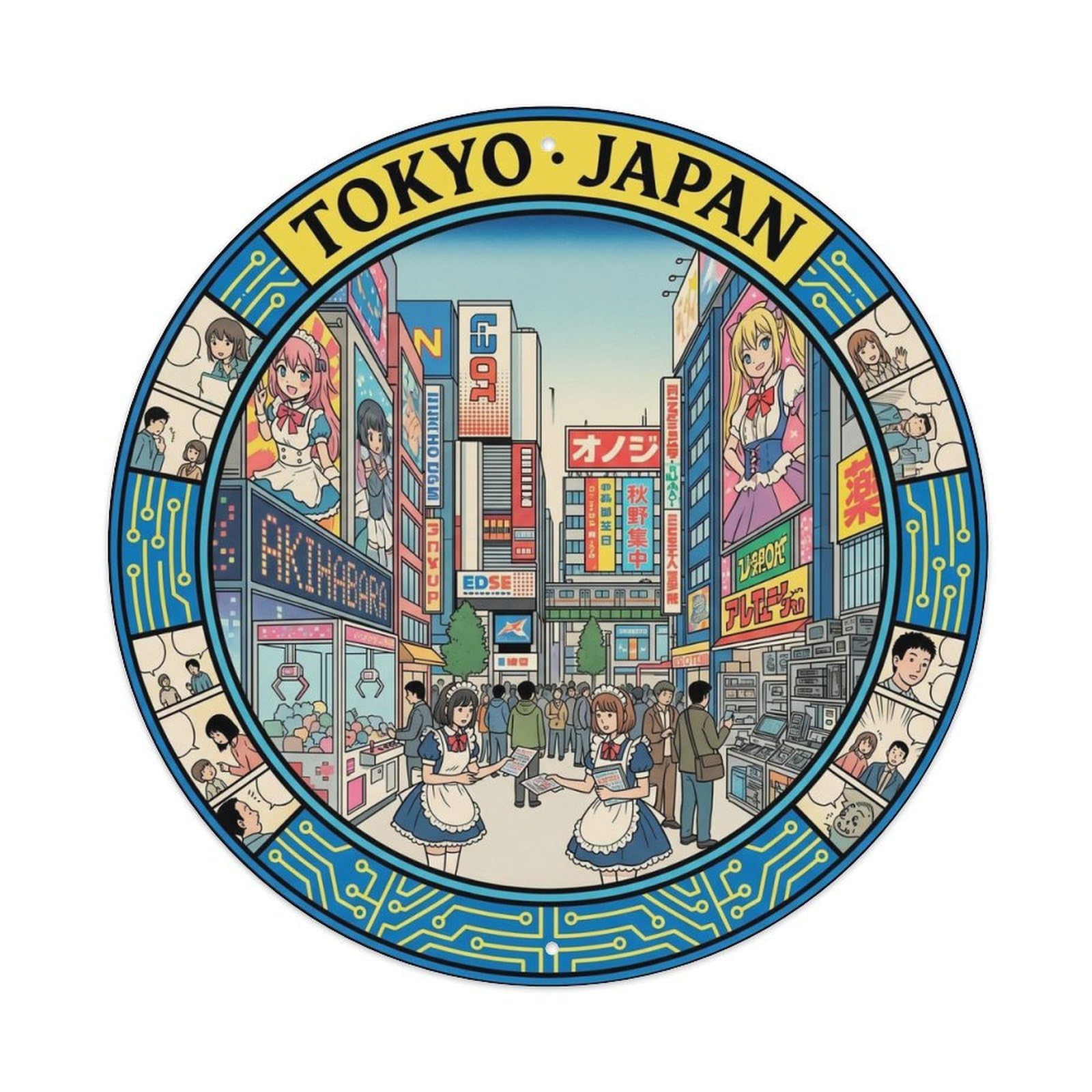 Tokyo Akihabara Electronics Neon Culture Travel Metal Tin Sign