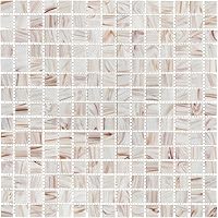 Vista 13 de URBN - Mosaico de vidrio iridiscente blanco contemporáneo con reflejos de bronce metálico para cocina y baño, azulejos de muestra