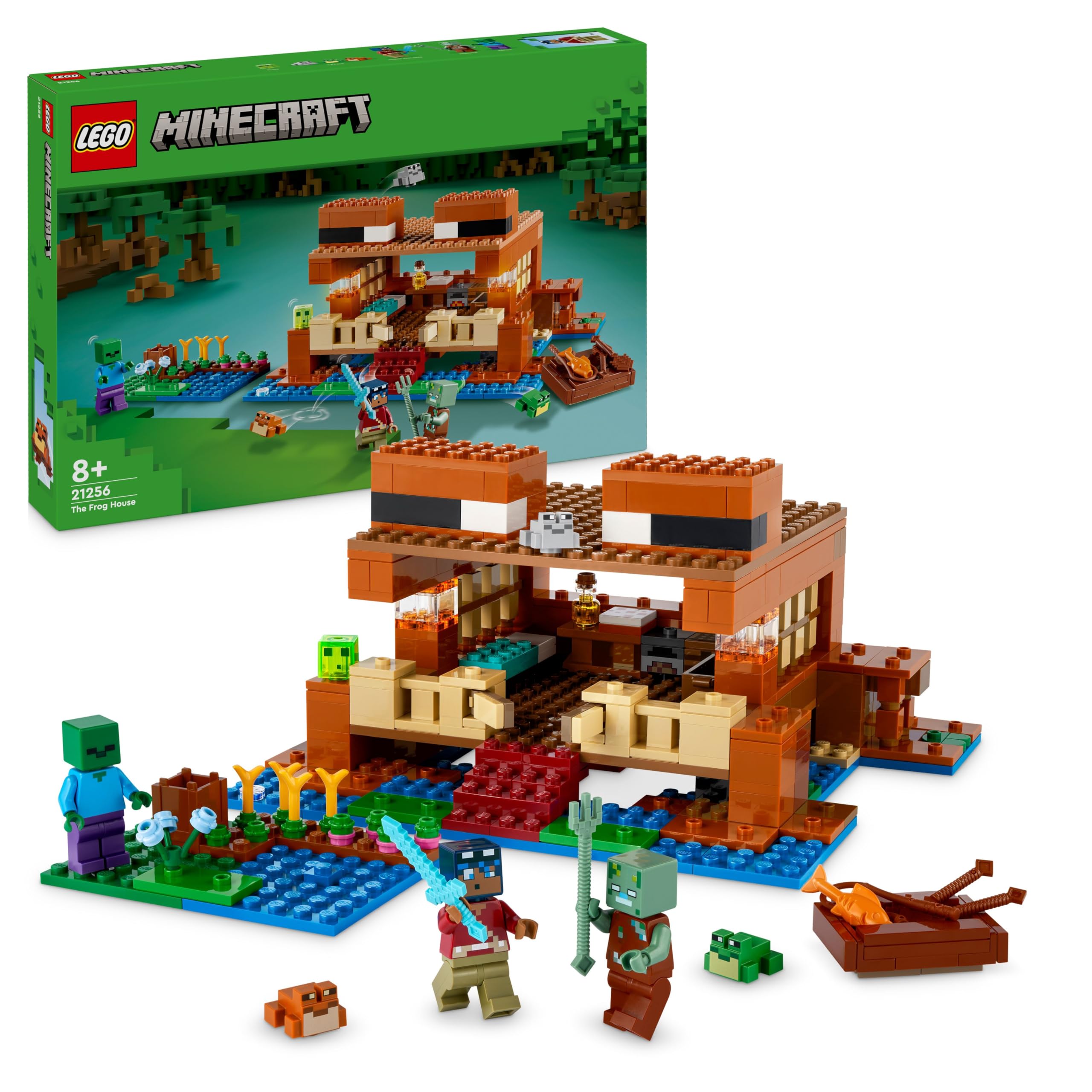 Lego Minecraft La Casa-Rana Giocattolo - Set Da Costruire Con Barca, Figure Di Animali, Mobb E Accessori Tra Cui Tavolo Da Crafting E Fornace - Regalo Per Gamer, Bambini E Bambine Da 8 Anni - 21256-image