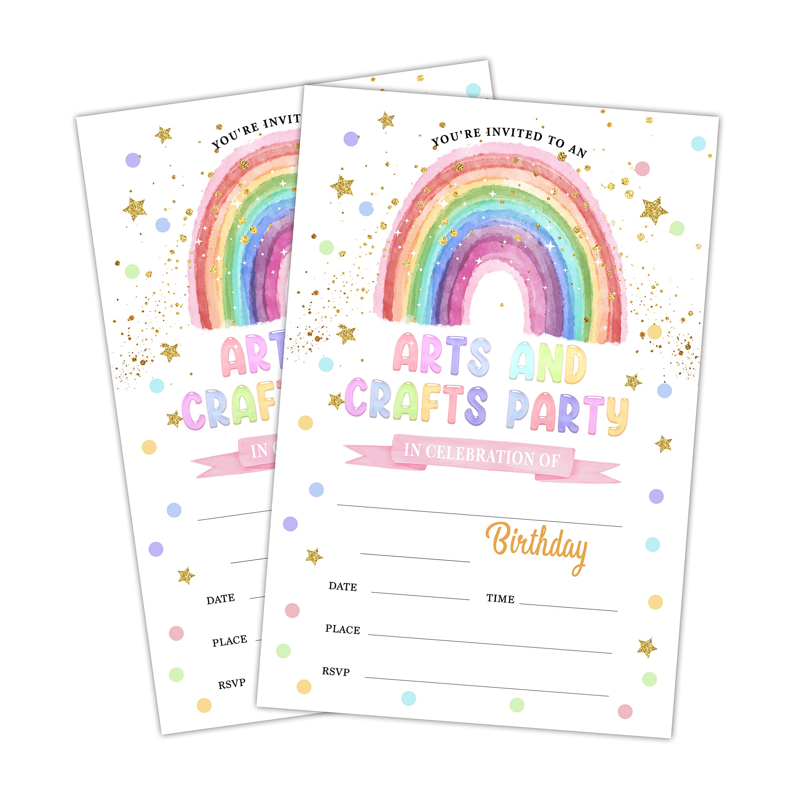 Lot De 20 Invitations D'anniversaire Avec Enveloppes, Ballons Arc-en