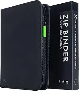 Vault X 4 Pocket Trading Card Zip Binder, 160 Cards, Premium Exo-Tec Album Material, 20 Side-Loading Pages, Folder for Collectible Games, Sports, TCG (Black)