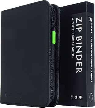 Vault X 4 Pocket Zip Binder, 160 Cards, Exo-Tec Material, 20 Side-Loading Pages Black