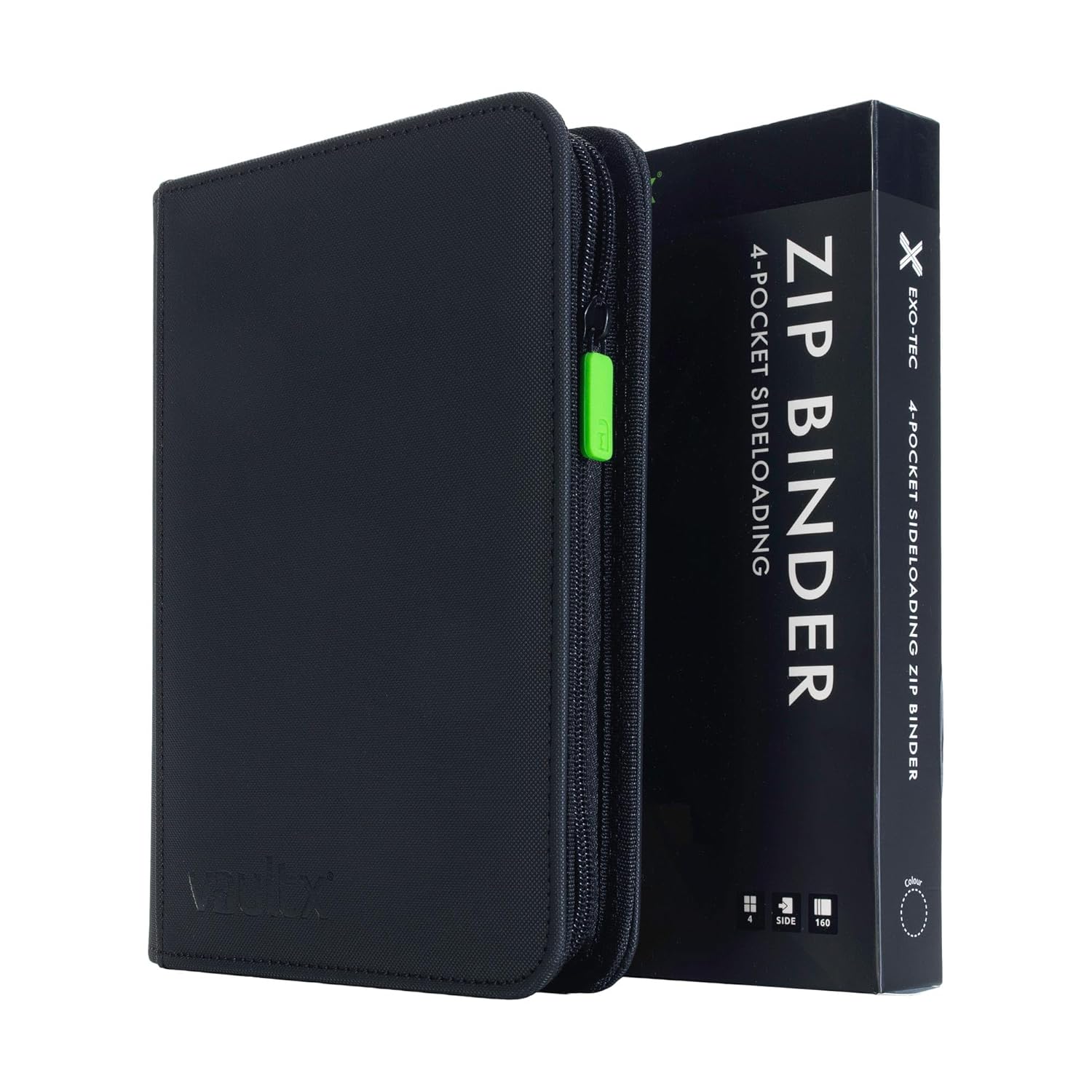 Vault X 4 Pocket Trading Card Zip Binder 160 Cards Premium Exo-Tec Album Material 20 Side-Loading Pages Folder
