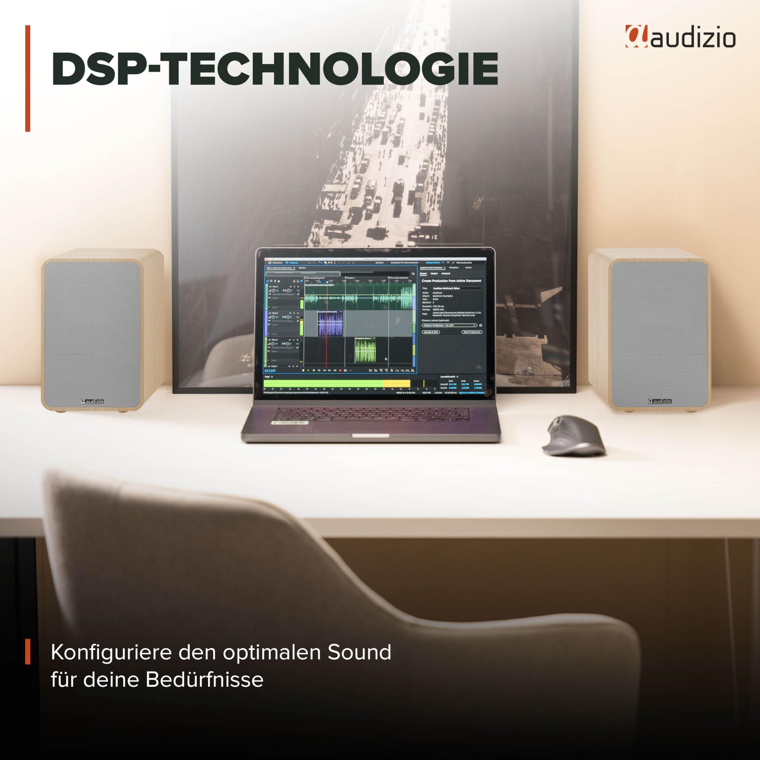 Audizio KS10 Aktiv Lautsprecher Boxen Set 120 Watt – HiFi Boxen mit Bluetooth 5.0 für TV, PC, Gaming – HiFi Lautsprecher mit Verstärker, HDMI ARC, Optisch, USB & Fernbedienung - Holz