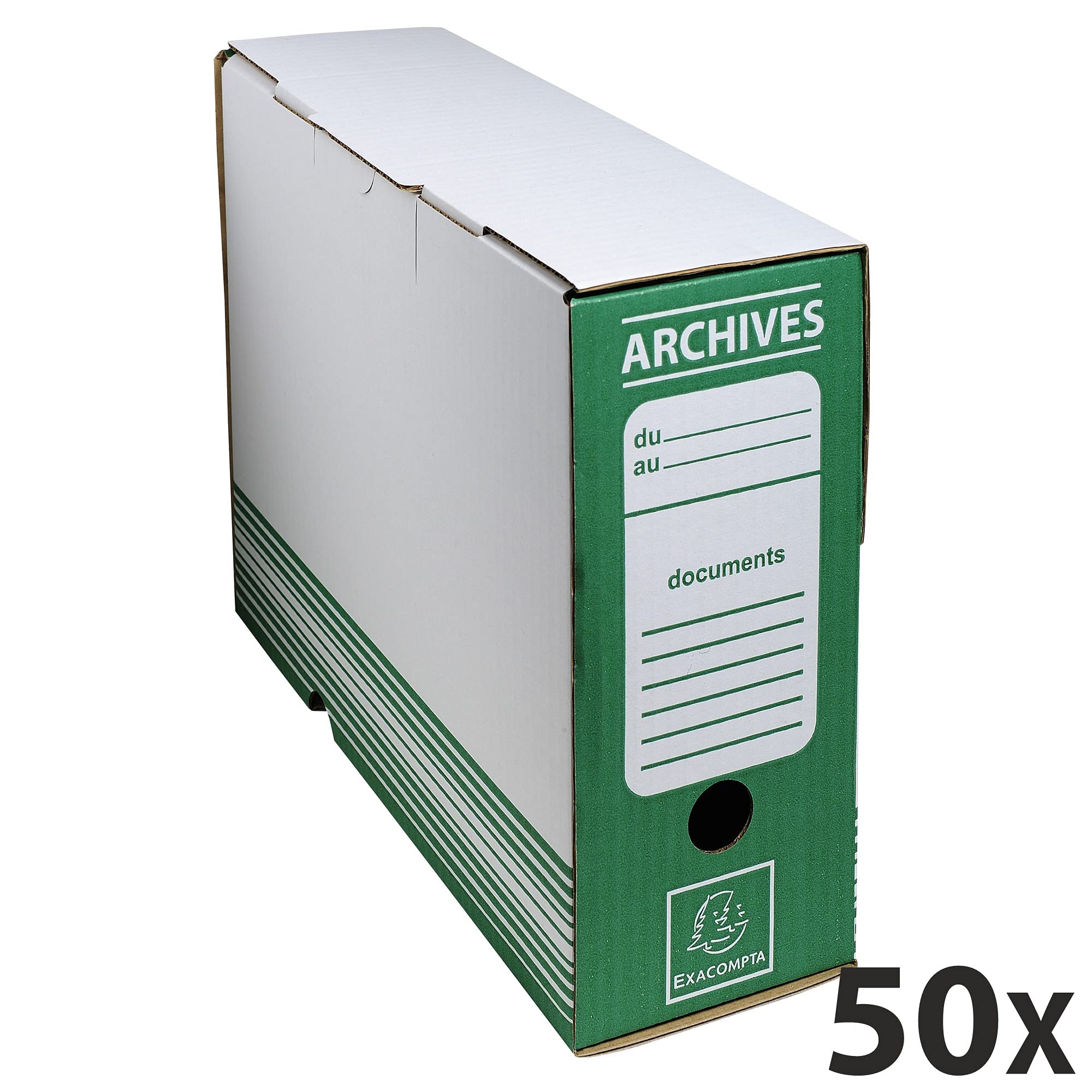 Exacompta 50 Scatole Archivio Kraft Verde A4 Dorso 80 mm Consegnate Piatte