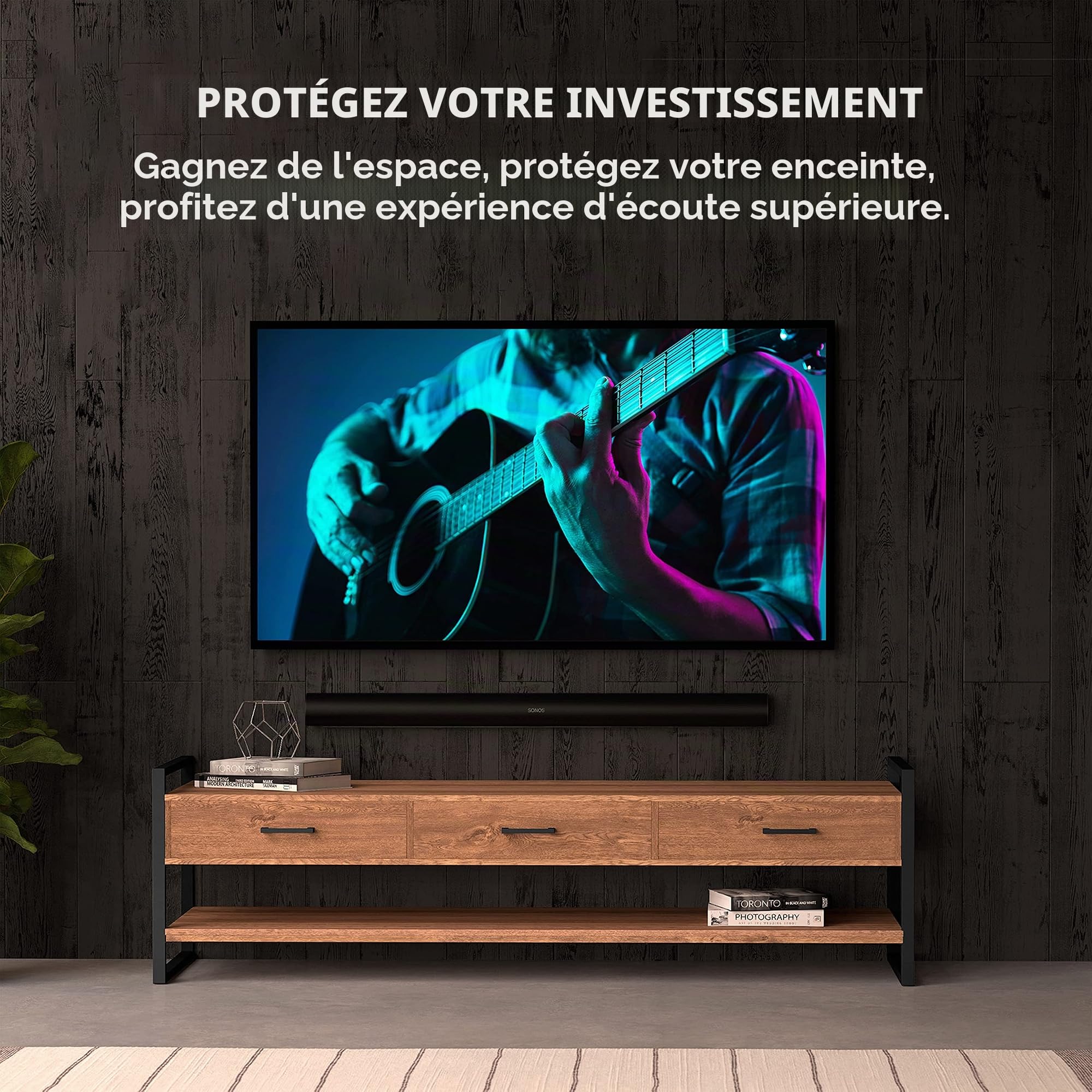HumanCentric Support Mural pour Sonos Arc, Noir, Montage Flottant