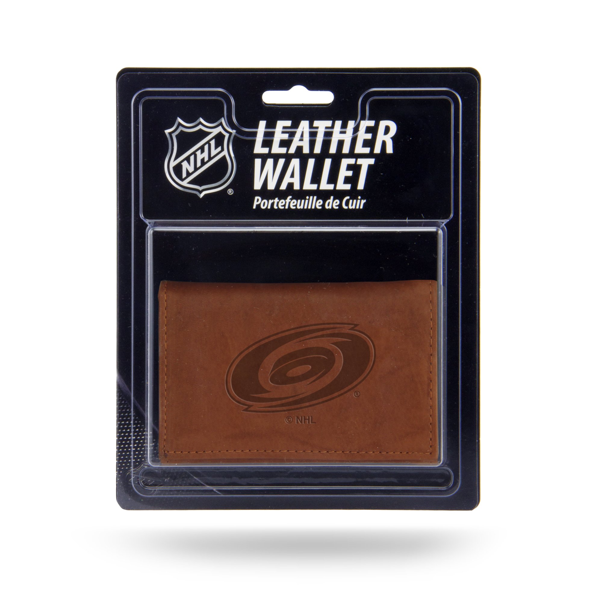 Rico Industries NHL Leather Trifold Wallet with Man Made Interior, Carolina Hurricanes