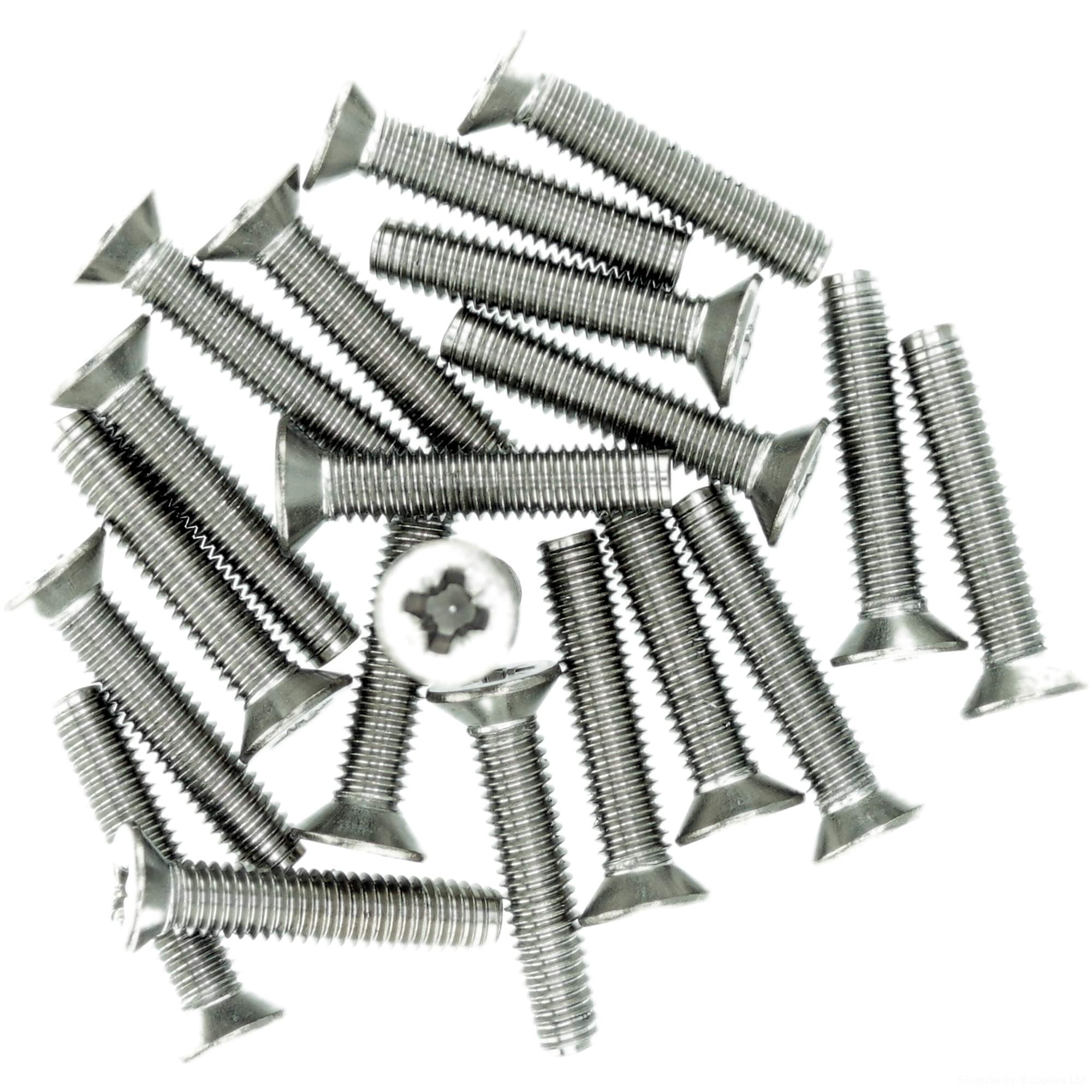 Singularity Supplies Silver M2.5 (2.5Mm X 12Mm) Pozi Countersunk Thread Rolling Screw - Stainless Steel (A2) (Pack Of 20)
