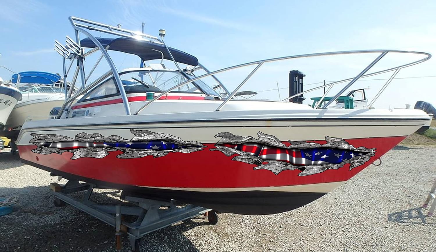 USA Flag Boat Wrap, American Pride Boat Vinyl, 3D US Flag