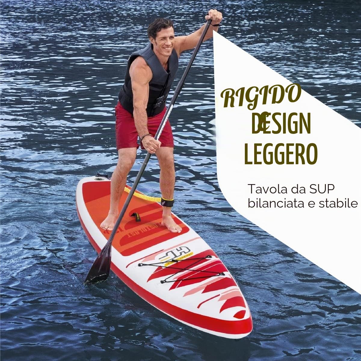 Bestway Hydro-force SUP, Fastblast Tech Set Stand Up Paddle Board con pompa a mano e borsa da viaggio, 3,7 m 6