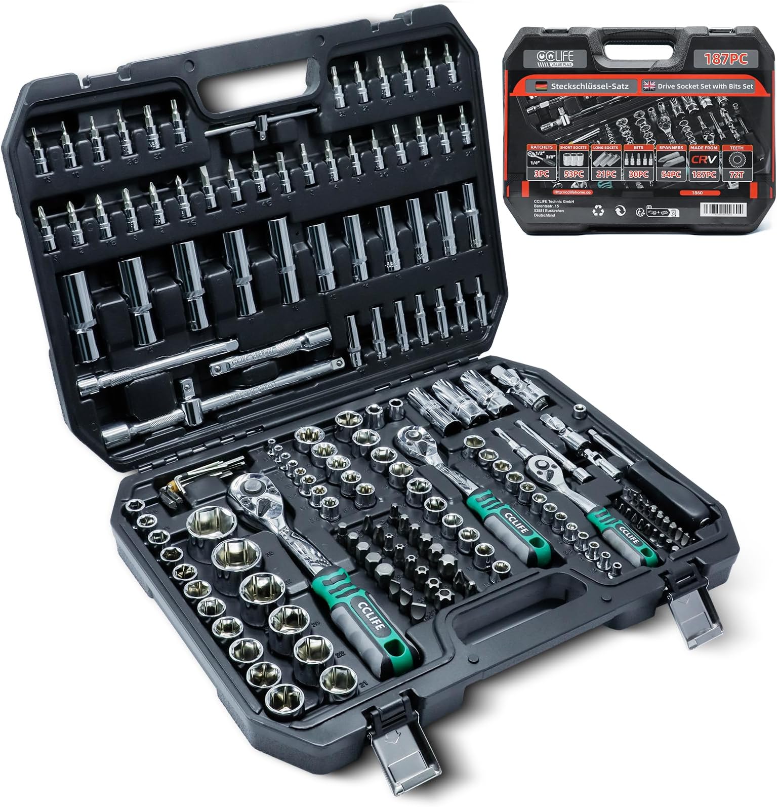 Coffret De 108 Douilles Et Embouts 1/2 Et 1/4 – Cliquets Inclus, Lot Pro