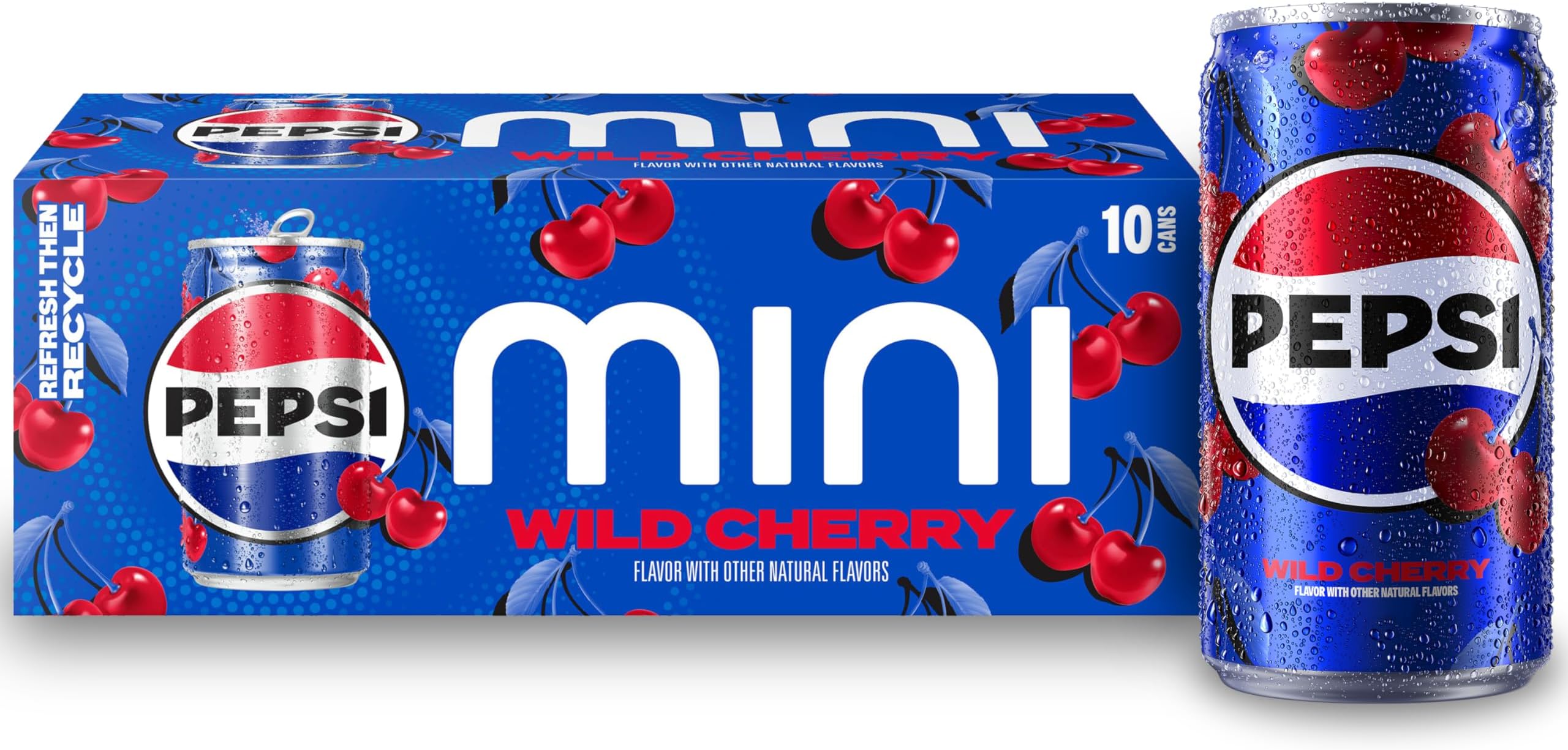 Pepsi Wild Cherry Soda Mini Cans, 7.5 Ounce Mini Cans (10 Pack) (Packaging May Vary)​