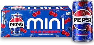 Wild Cherry Cola Soda Pop Mini Cans, 7.5 Ounce Mini Cans (10 Pack) (Packaging May Vary)