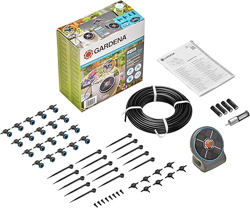 Gardena 13300-20 AquaBloom Juego de bomba de riego con energía solartemporizador agua 20 plantas para interiores y exteriores de hasta 13 pies de
