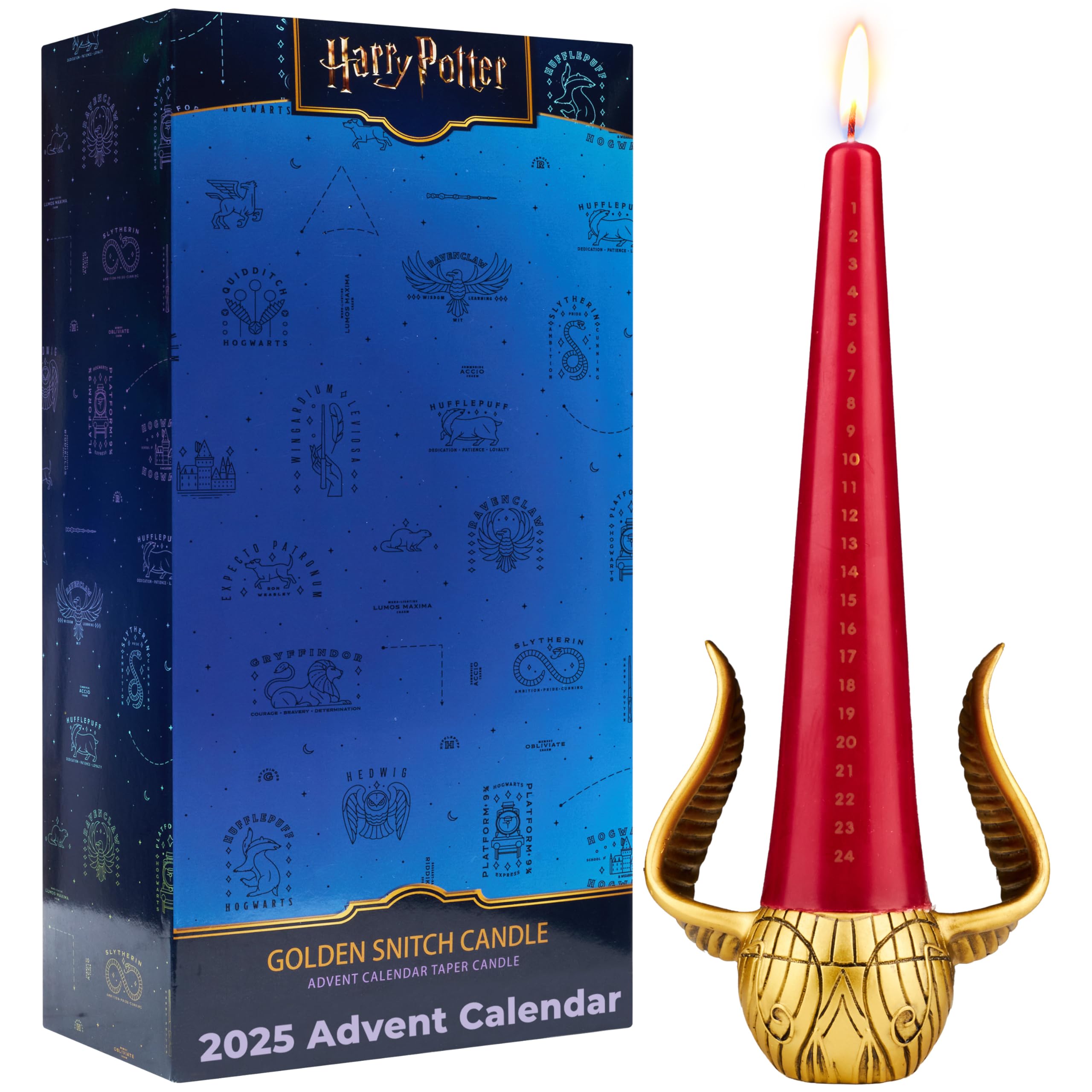 Harry Potter Women's Multi Snitch Advent Calendar 2025, Tapered Candle 12-Hr Burning Time & Reusable Resin Holder, Unscented Wax Christmas Decorations, Gifts For Adults (Multi Snitch)