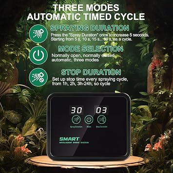 MECESOR Automatic Reptile Mister for Reptile Tank Smart Reptiles Mister System with Timer 360 Nozzles,Slient Terrarium Misting System Humidifier for Chameleons,Snakes,Frogs Smart Spray Control