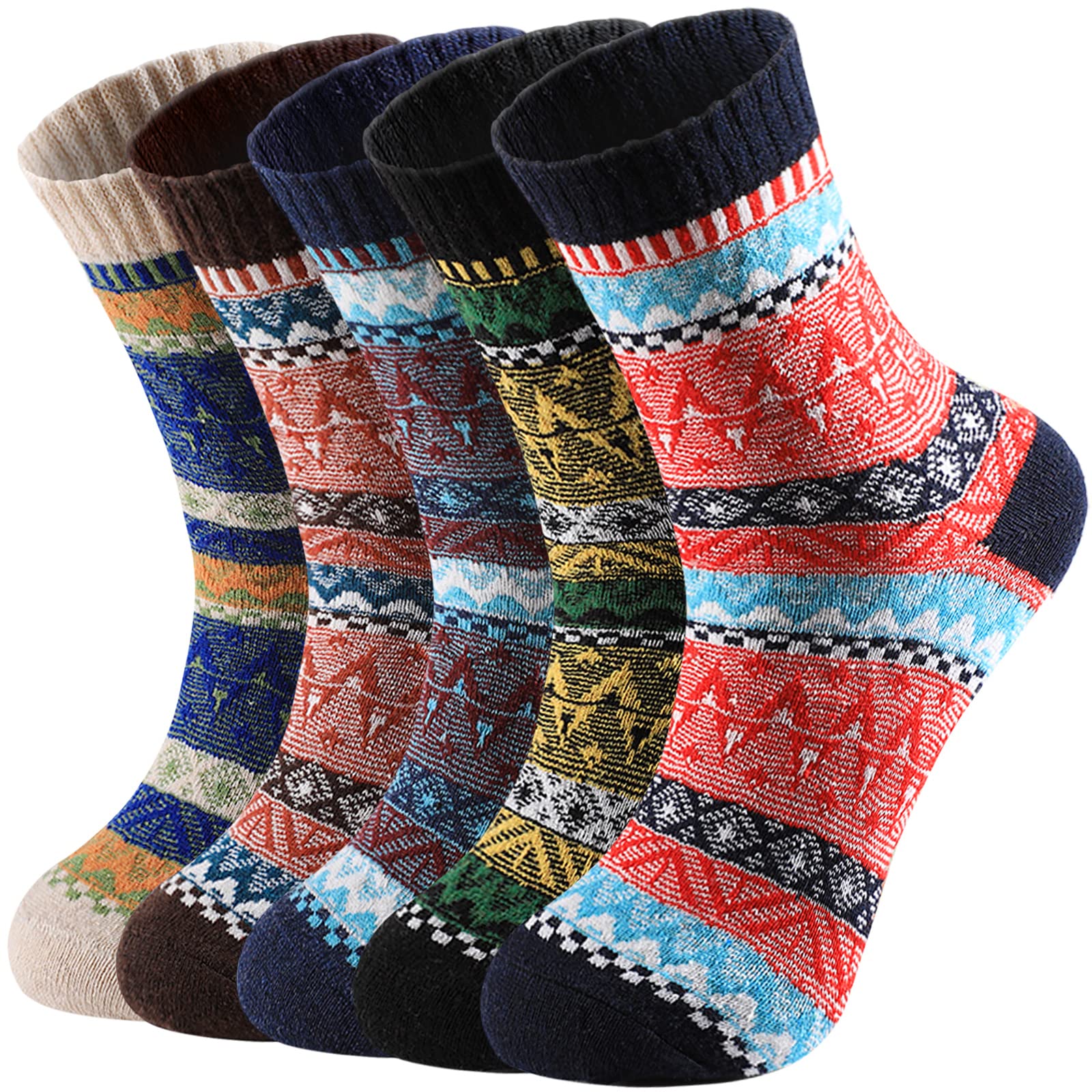 Nimalpal Wool Socks for Women - Wool Socks Soft 5 Pairs Womens Socks, Winter Hiking Socks Cozy Socks Warm Socks, Circuit Ripple