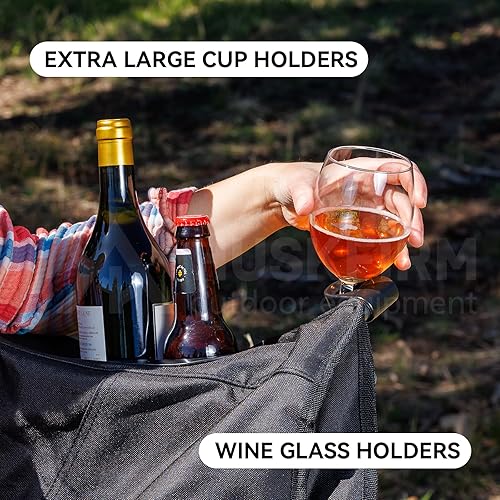 Miniatura 5 de Silla de camping para 2 personas, silla de camping de gran tamaño, sillas de camping dobles para adultos, sofá de campamento resistente, silla