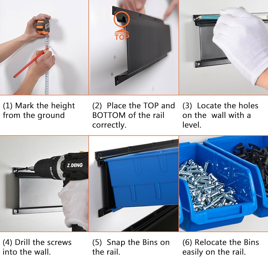 Wallmaster Mounted Storage Bins, Parts Rack 10 Bins & 3