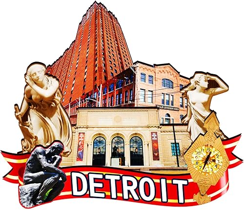 Imán de madera de Detroit de Estados Unidos 3D para nevera, recuerdos coleccionables, decoración hecha a mano, artesanías 2