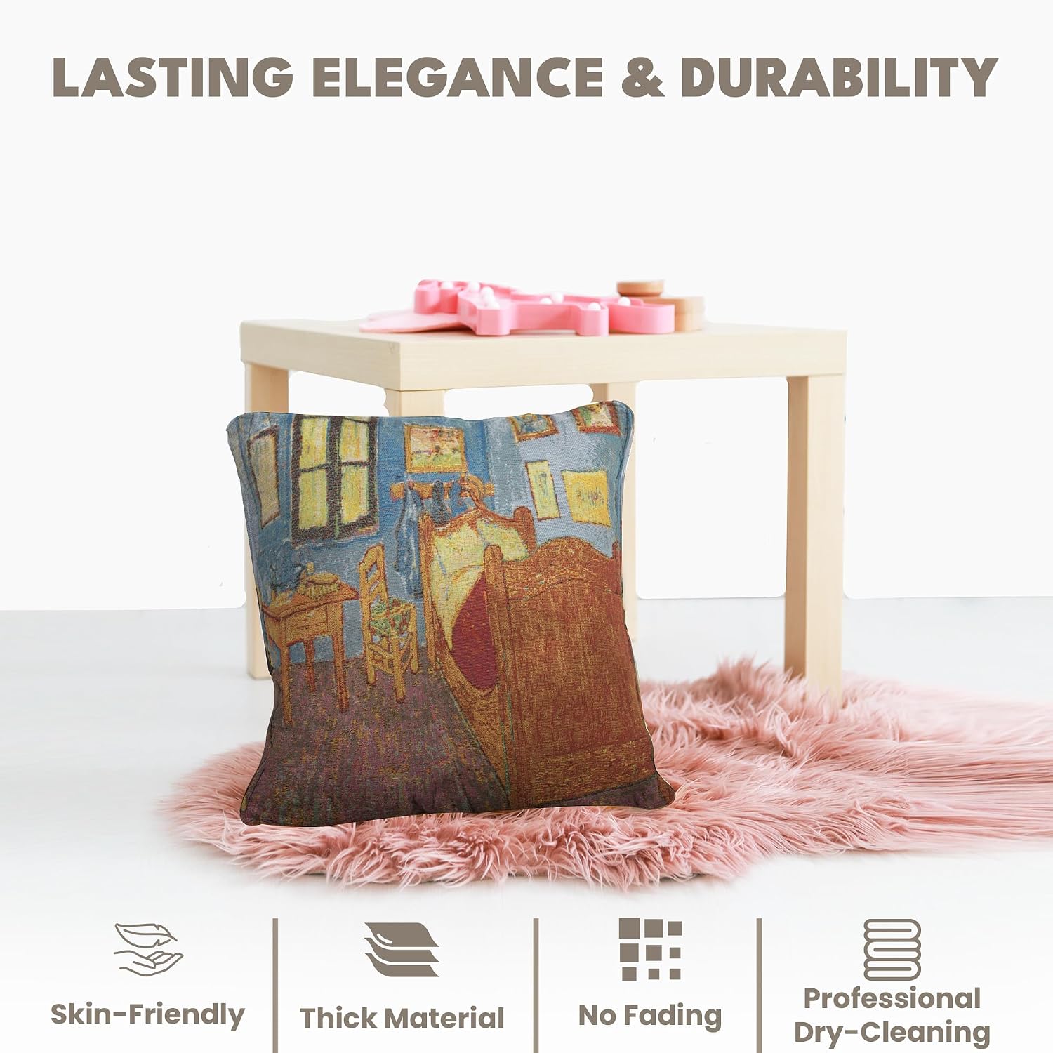 Charlotte Home Furnishings Decorative Pillow Covers for Couch 18x18 in Tapestry Throw Pillow Cover for Living Room Bed Decor Van Gogh Chambre Belgian Sofa Pillow Covers Soft Cotton Jacquard Woven
