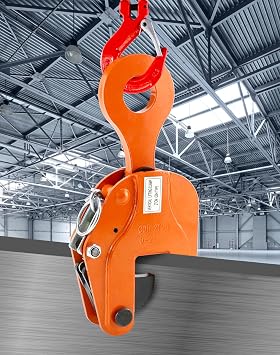 QWORK 2-Ton Heavy Duty Vertical Plate Lifting Clamp, 4400 lbs Capacity, Sheet Metal Lifting Clamp for Welding and Building, Orange Steel Plate Lifting Clamps