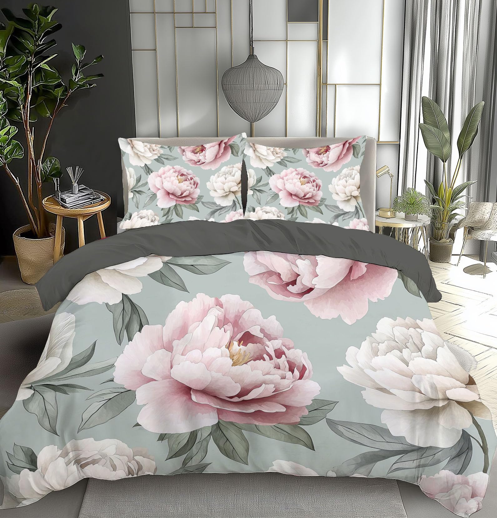 Parure de lit aquarelle pivoine pour une ambiance de chambre cocooning et douce