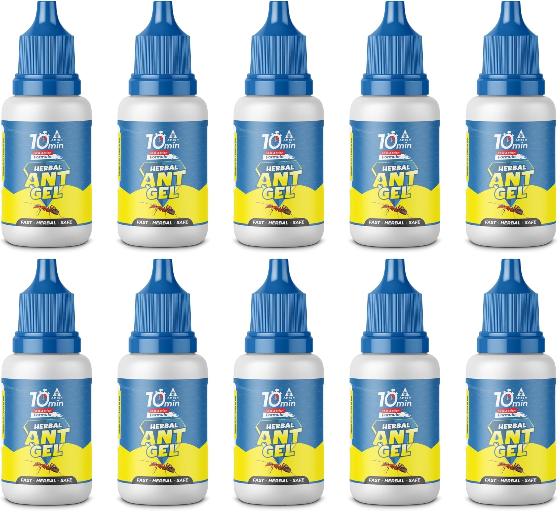 Herbal Ant Gel Pack of 10 | 10 Min Max Bait Formula | Powerful Organic Repellent & Cleaner | Removes Red,Black Ant, Antox Pests | Natural Dawa Protector for Home & Kitchen