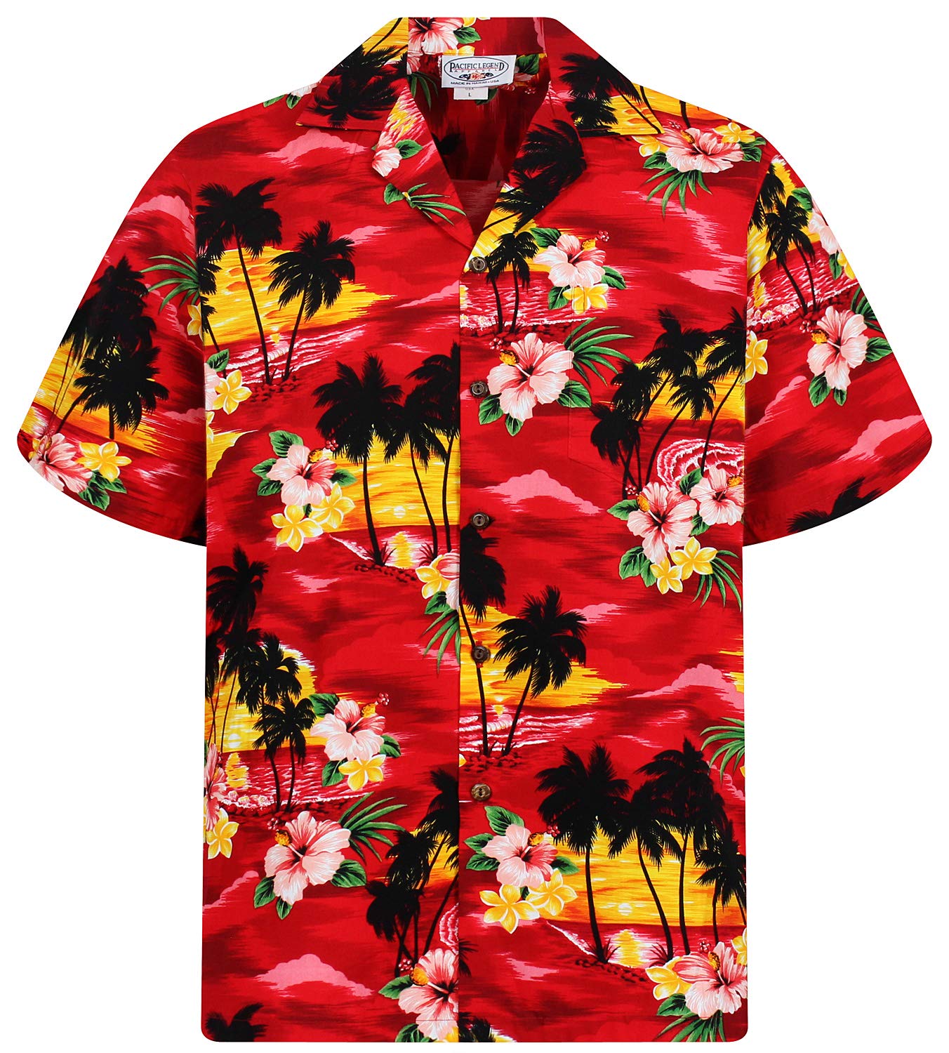 P.L.A. Original Camicia Hawaiana, Pink Flower, rosso 4XL
