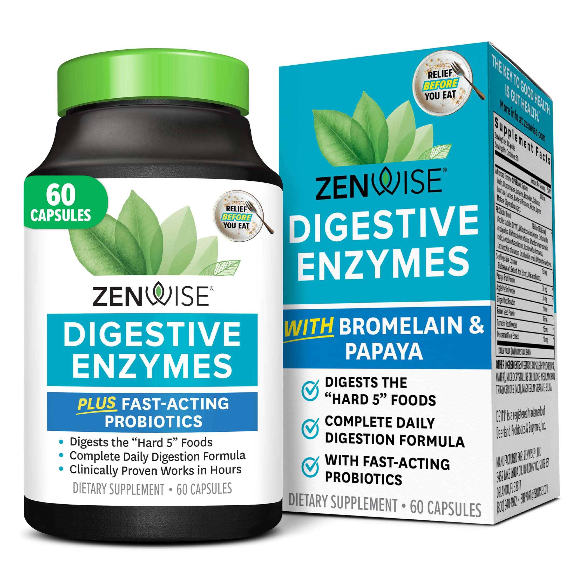 Digestive Enzymes Plus Prebiotics - Natural Lactase Support for Better Digestion - 60 Vegetarian Capsules