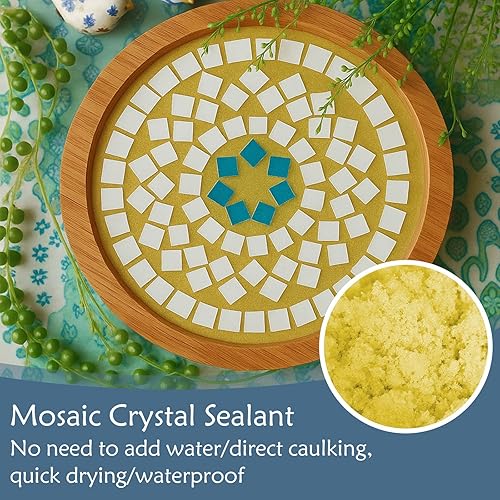 Miniatura 2 de WAN2TLK Lechada de cristal de mosaico dorado 7.05 oz, sin necesidad de añadir agua, calafateo directo, herramientas de mosaicos, sellador de cristal