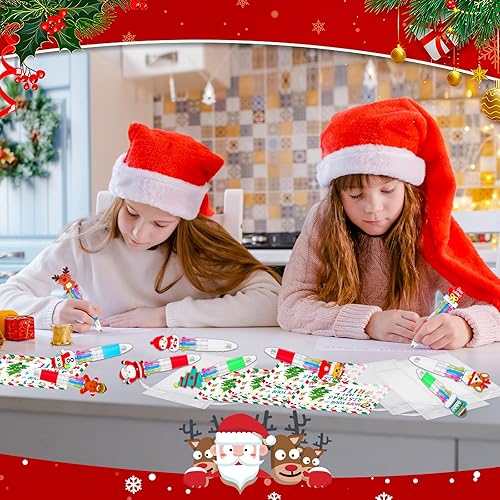 Miniatura 6 de CZWZ Juego de 30 bonitos bolígrafos multicolor en uno 4 en 1 divertidos bolígrafos a granel con 30 tarjetas de regalo para fiesta de jardín de