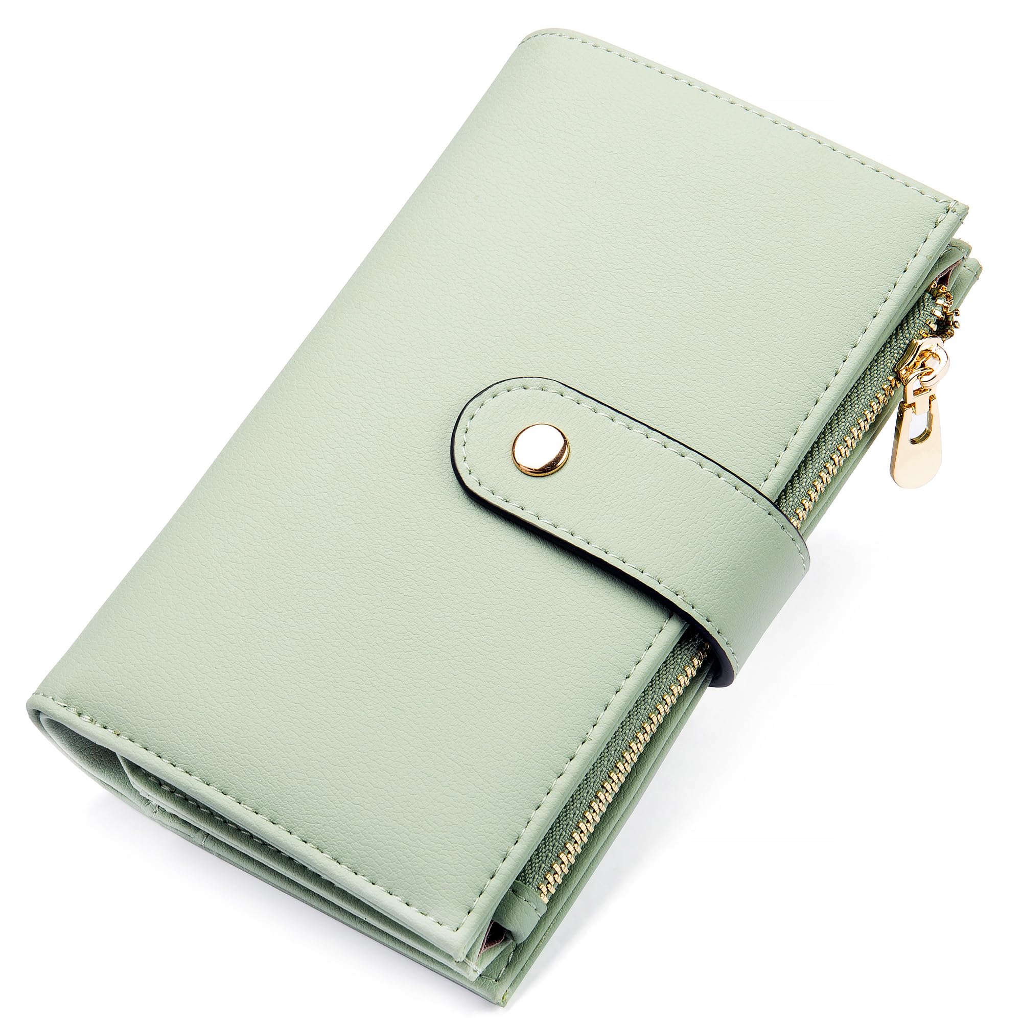 yiijay Wallets for Women RFID Blocking Leather Trifold Clutch Wallet Credit Card Holder Ladies Travel Wallet Purse with Pen Holder