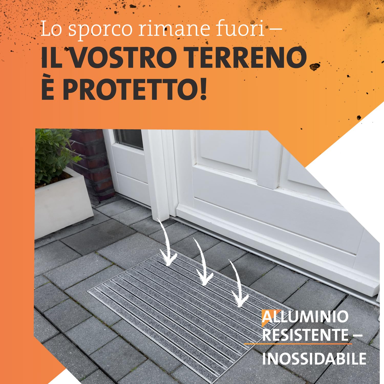 Tappeto tecnico d'ingresso in alluminio per interni ed esterni I Zerbino con telaio antisporco incorporato (grigio, 100 x 80 cm)