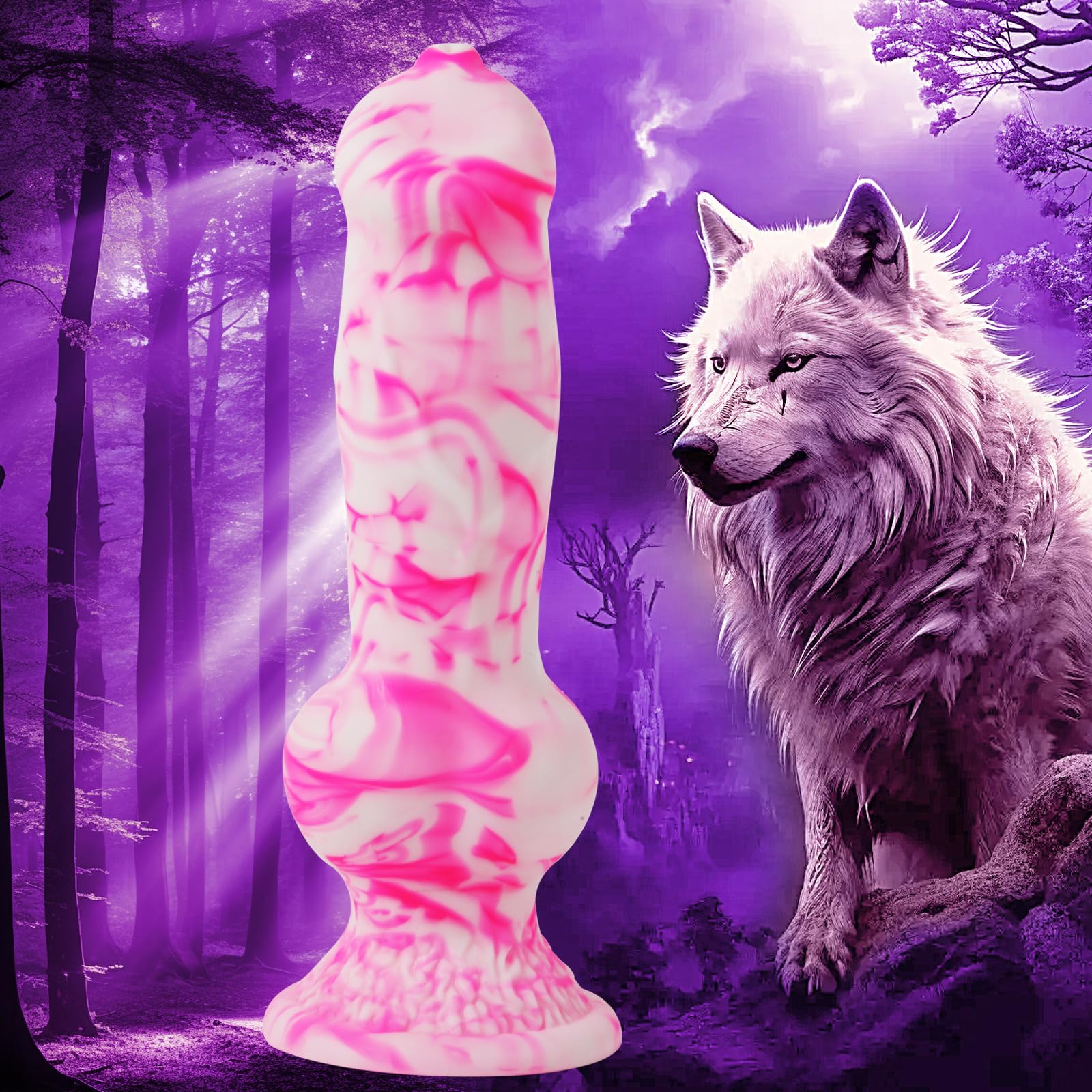 9.5" Knotted Dog Dildo with Strong Suction Cup - 2.88" Large Girth Animal Knot Dildo, Silicone Realistic Wolf Canine Penis Fantasy Anal Plug, Big Thick Flexible Toy for Men Women: 10.62"Knot Dildo