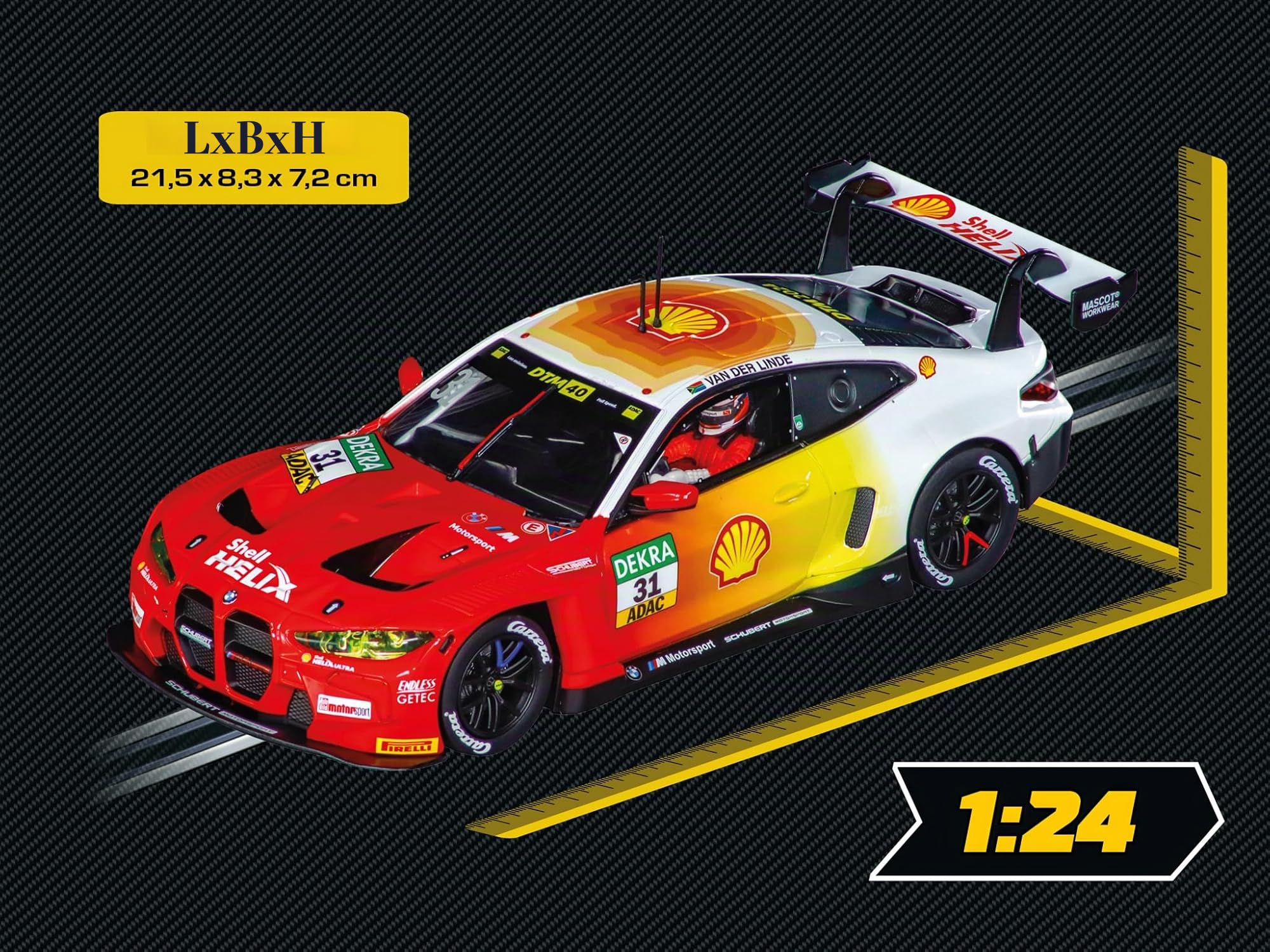 Carrera Digital 124 BMW M4 GT3, Schubert Motorsport No. 31 DTM 2024 – Detailgetreues Slotcar mit Lichtfunktionen – Digital steuerbar & codierbar – Für spannende Rennen auf der Carrera Bahn