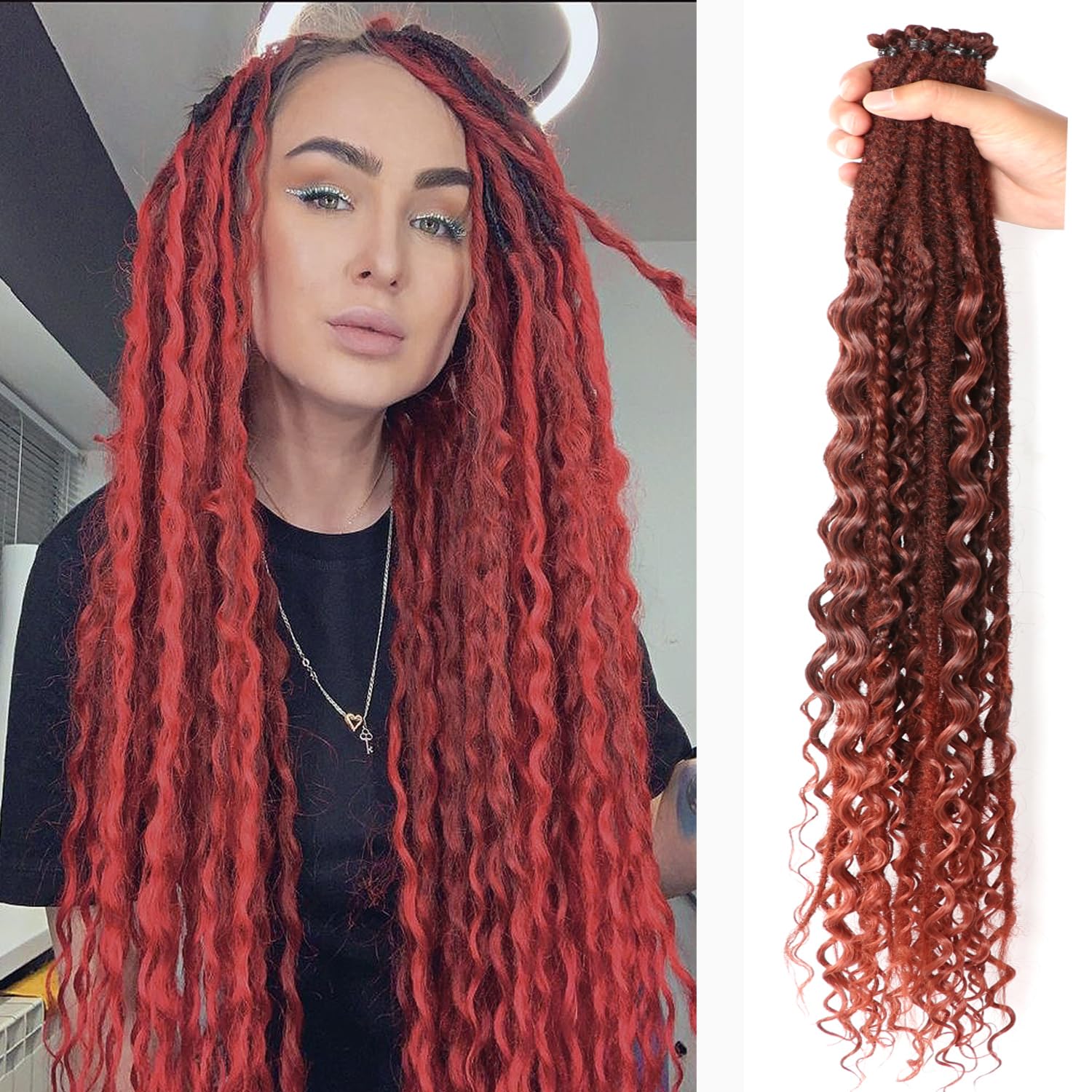 24 Inch Synthetic Dreadlock Extensions Hippie Single Ended Dreads 0.6 cm Width Loc Extensions Reggae Style Crochet Hair for Women (T1B/350