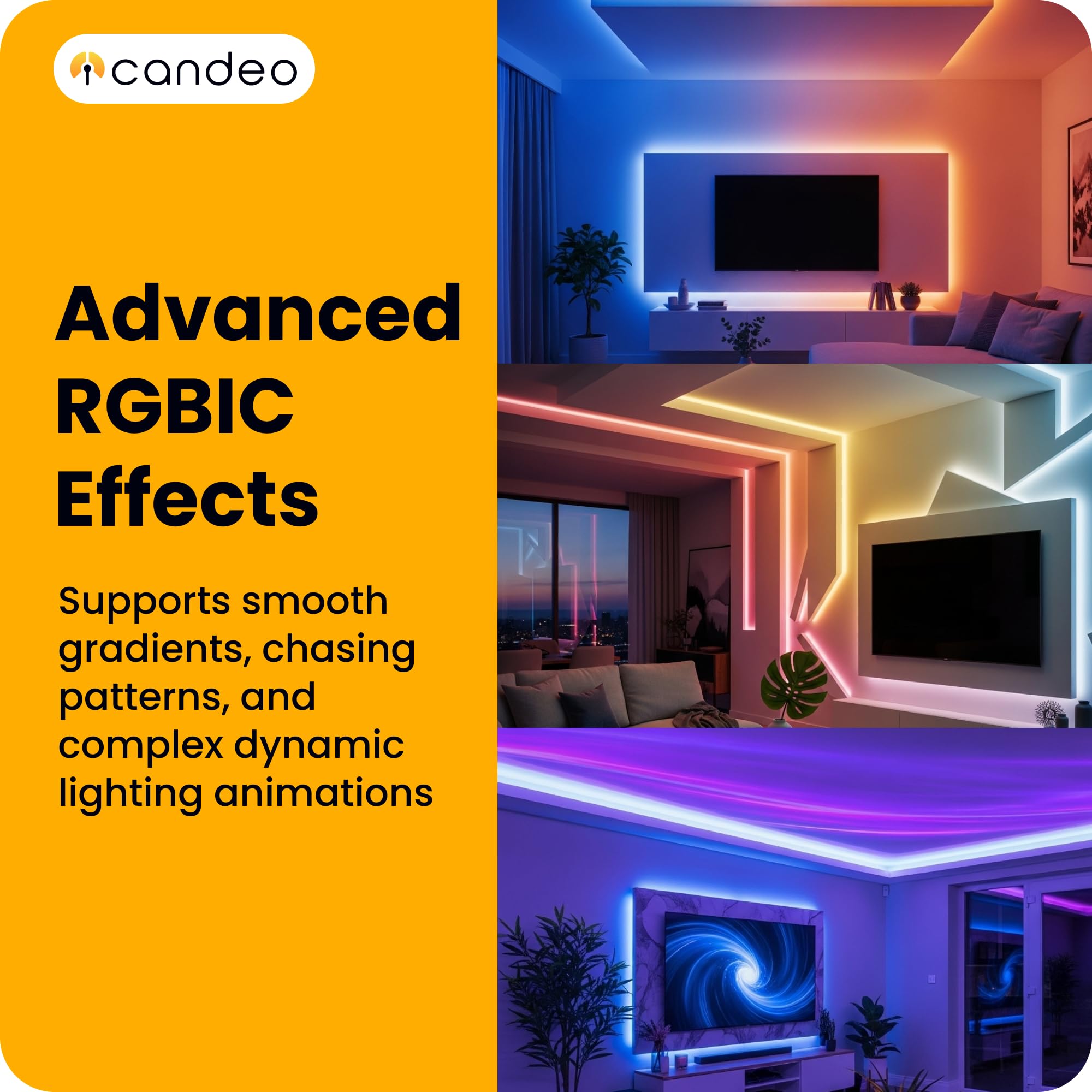 Candeo RGBIC Addressable LED Strip 5V 3M - Individual Pixel Control 180 LEDs, White - Image 3