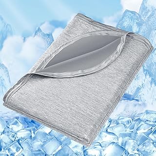 Fuqiduo Kühldecke 150 x 200cm,Selbstkühlende Decke, 2 in 1 Doppelseitige Leichte Sommerdecke, Arc-Chill Q-Max>0.43 Kühlende Decke Cooling Blanket zum Schlafen für Menschen, Grau