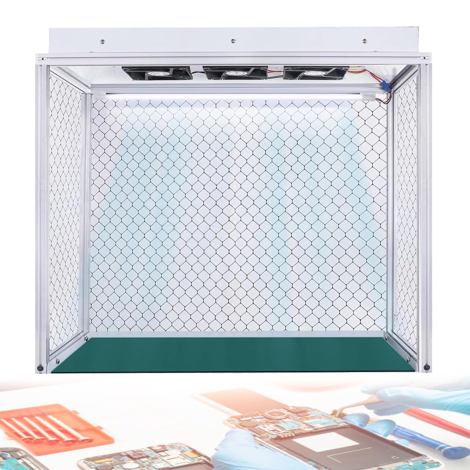 Eastnmythet Vertical Laminar Flow Hood for Phone Repair/Workshop/Laboratory, Air Flow Clean Bench with HEPA-Filter and 3 Fans